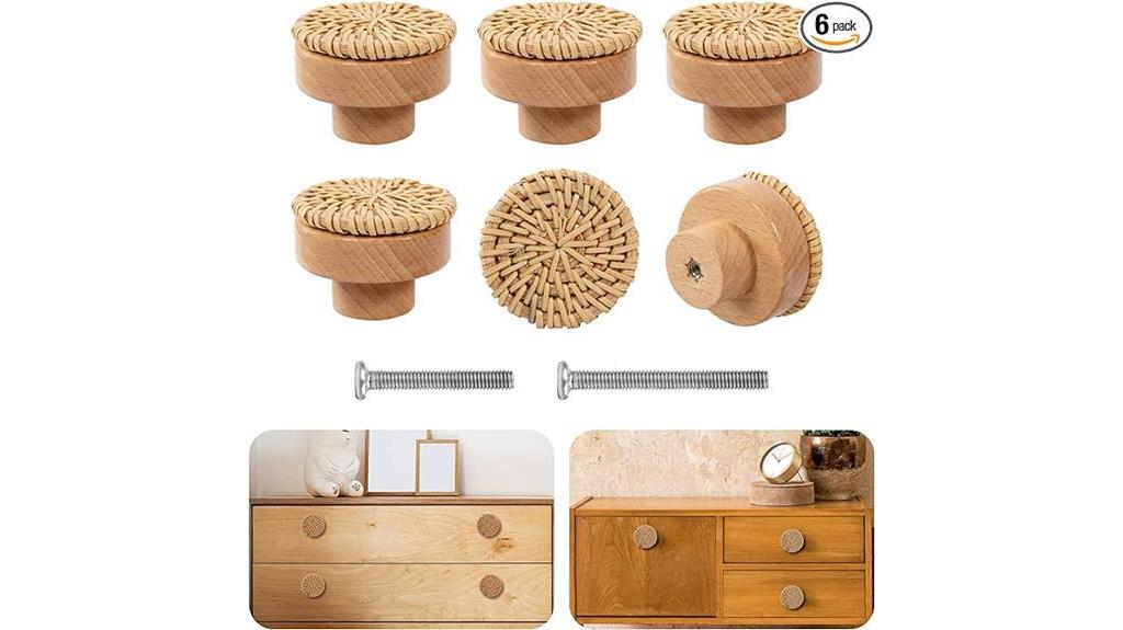 boho rattan cabinet knobs