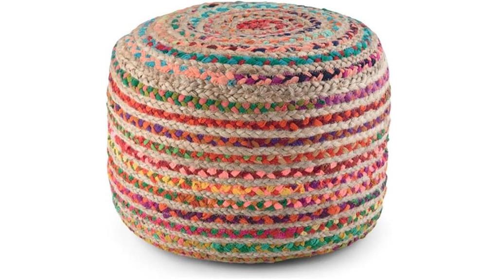 boho round jute pouf