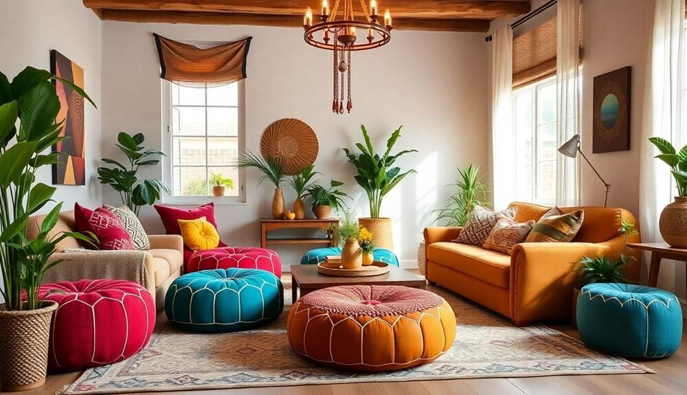 boho seating moroccan poufs