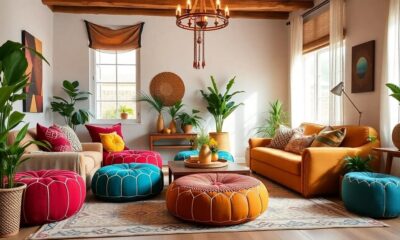 boho seating moroccan poufs