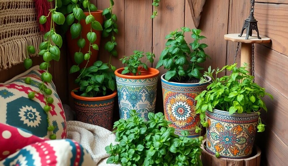 boho small space herb garden