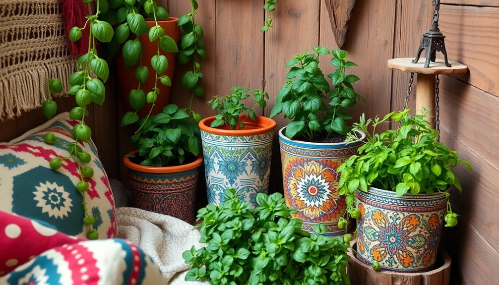 boho small space herb garden