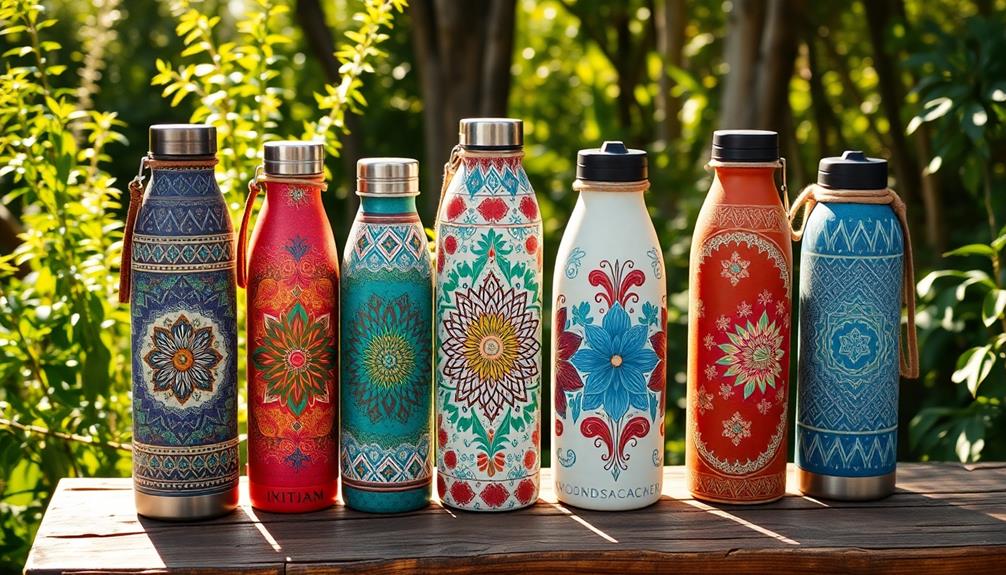 boho style water bottle selection