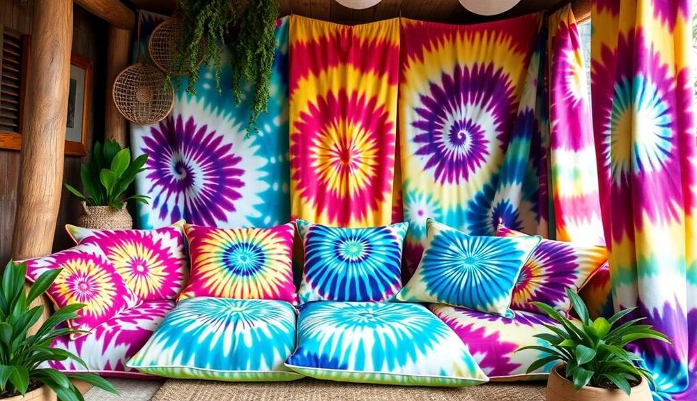 boho tie dye home textiles