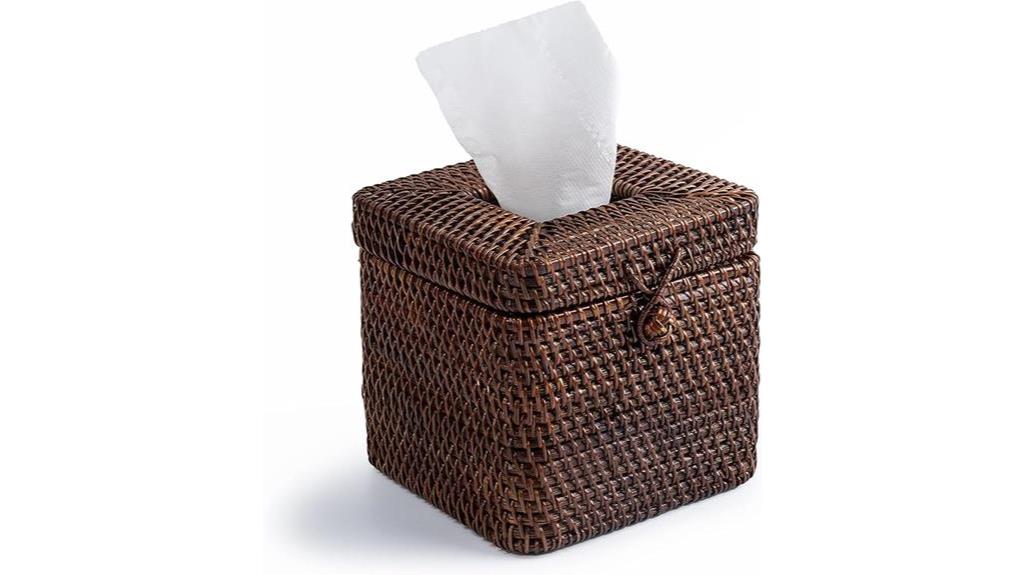 coffee rattan tissue box