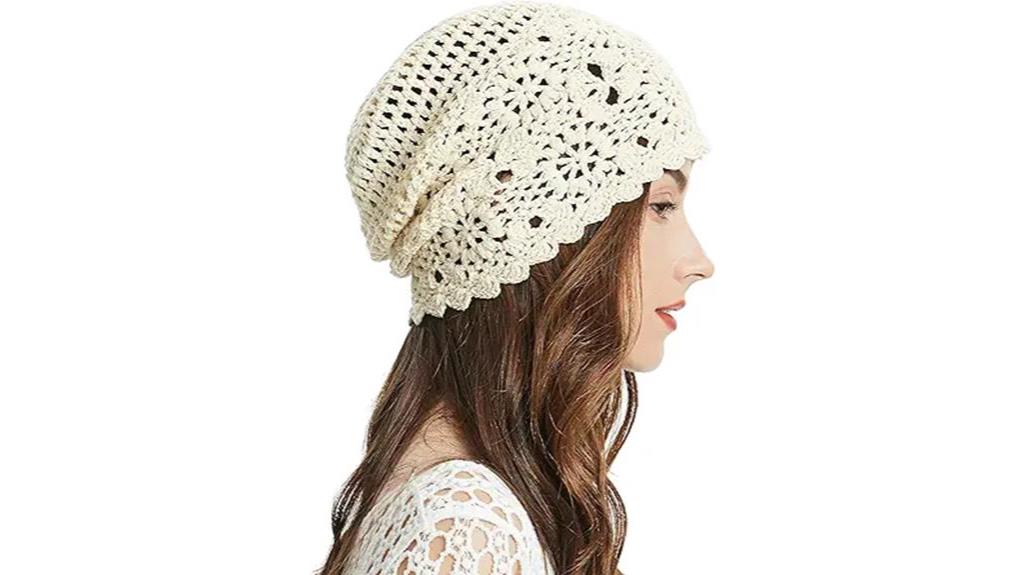 cotton crochet slouchy beanie