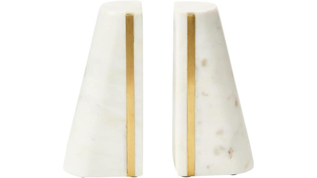 geometric marble brass bookends