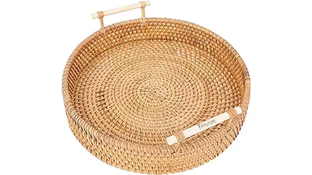 handmade rattan serving tray