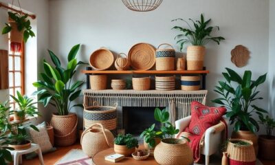 handwoven baskets for boho decor