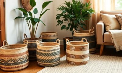 handwoven boho waste baskets