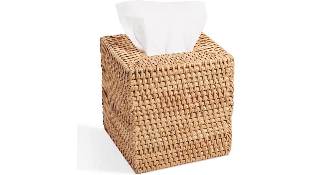 handwoven rattan tissue holder