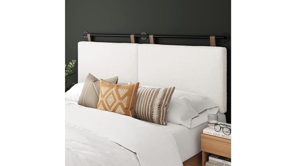 king white boucle headboard