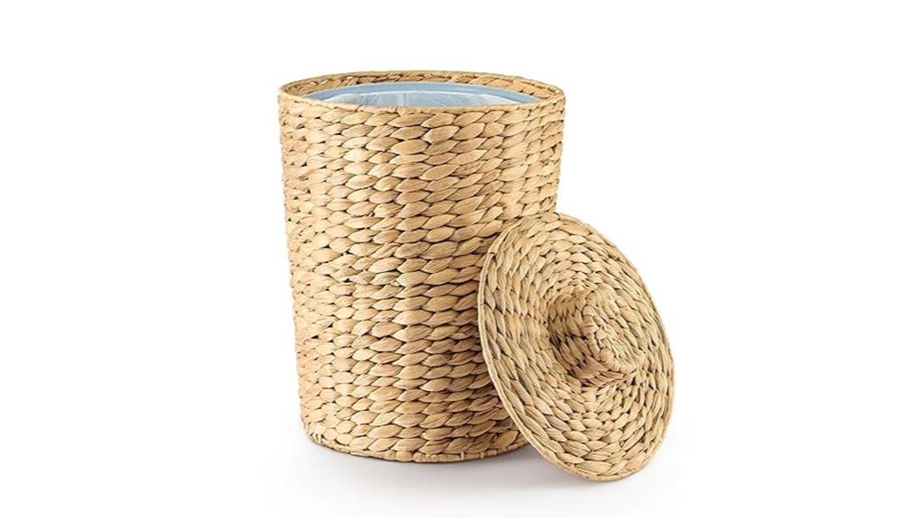 lidded wicker waste basket
