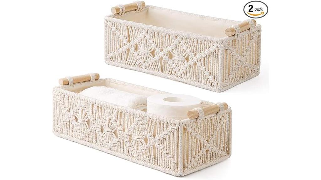 macrame storage baskets set