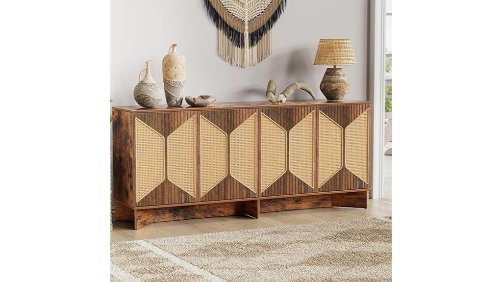 modern boho rattan cabinet