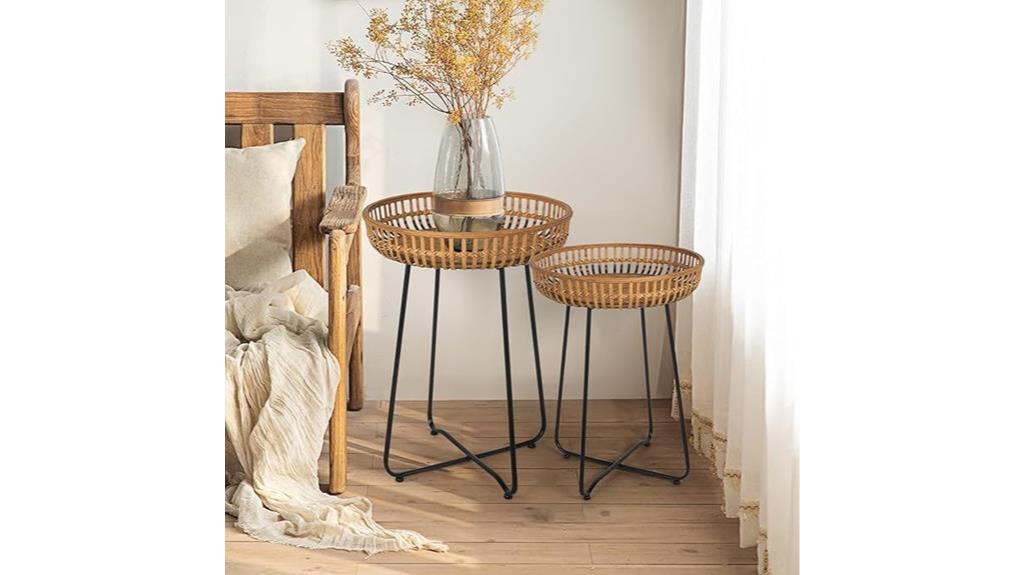 oakrain rattan nesting tables