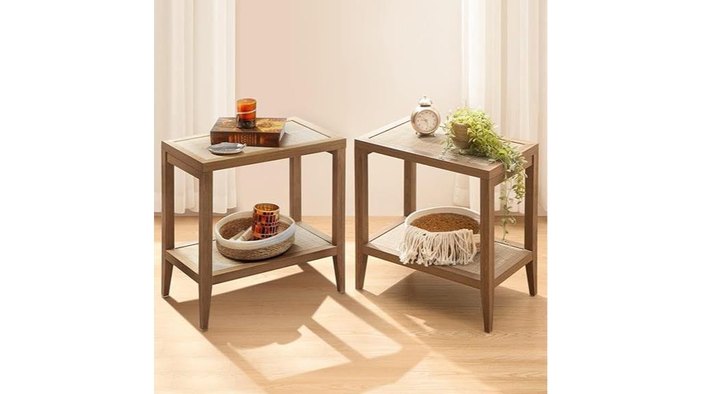 rattan nightstands set two
