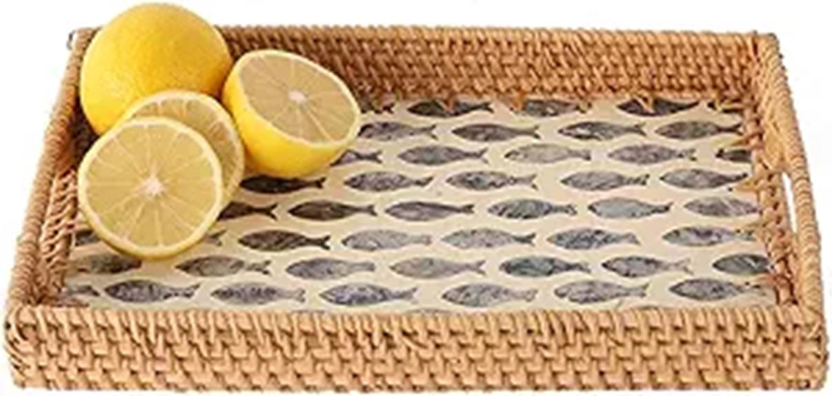 rattan tray with inlay