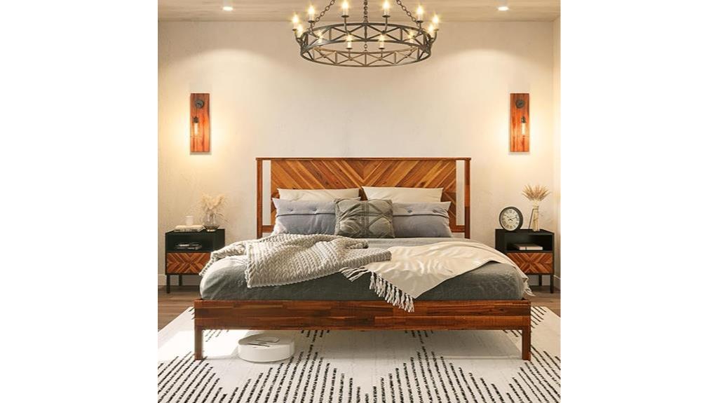 rustic golden brown bed frame