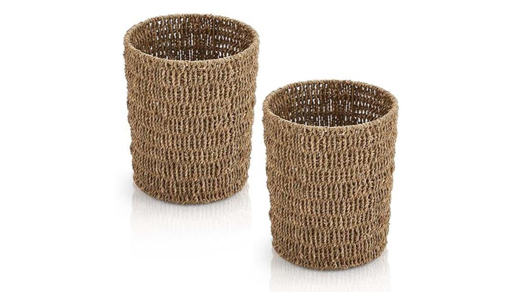 seagrass wicker waste baskets