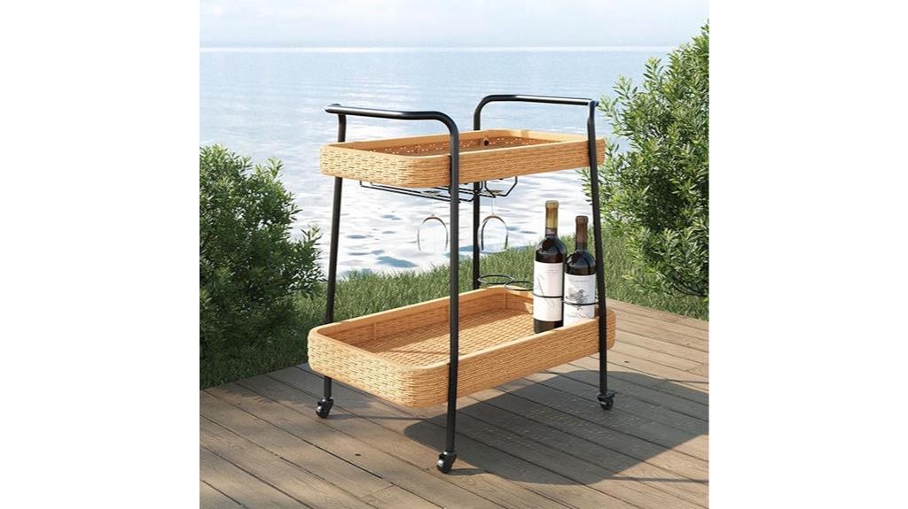 wheeled outdoor bar cart