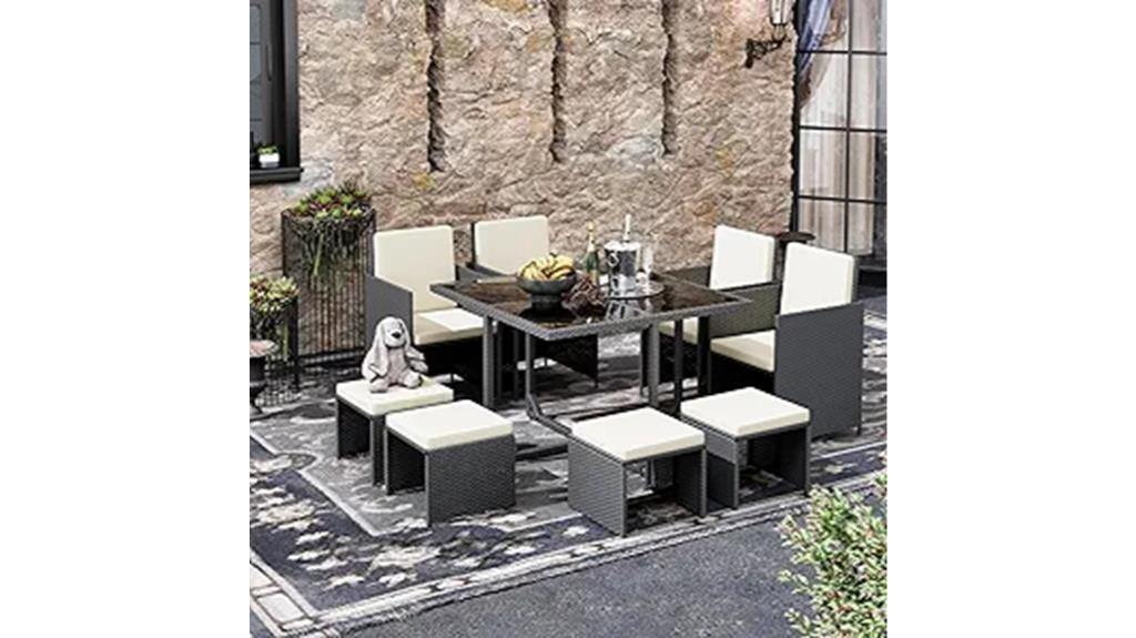 wicker dining set ensemble