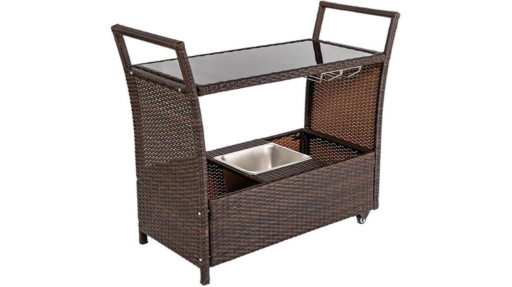 wicker outdoor bar cart