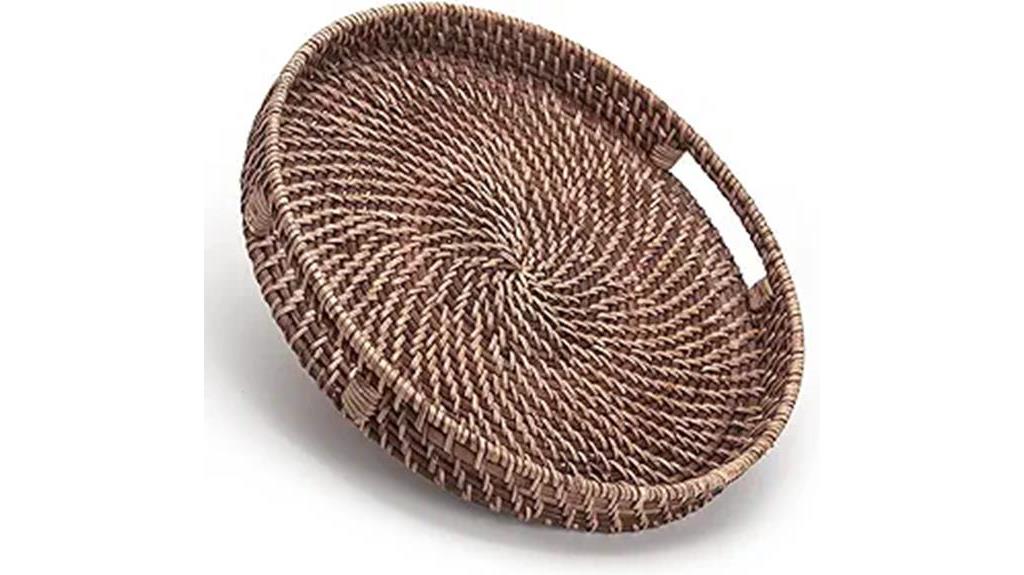 woven rattan serving tray