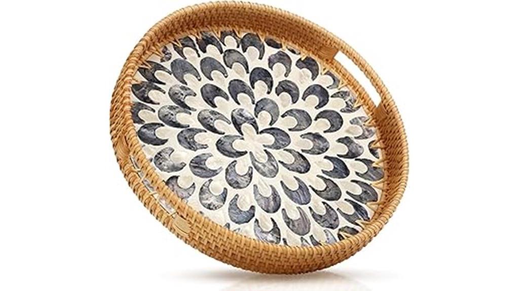 woven round serving tray