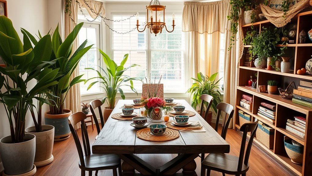 boho chic dining decor