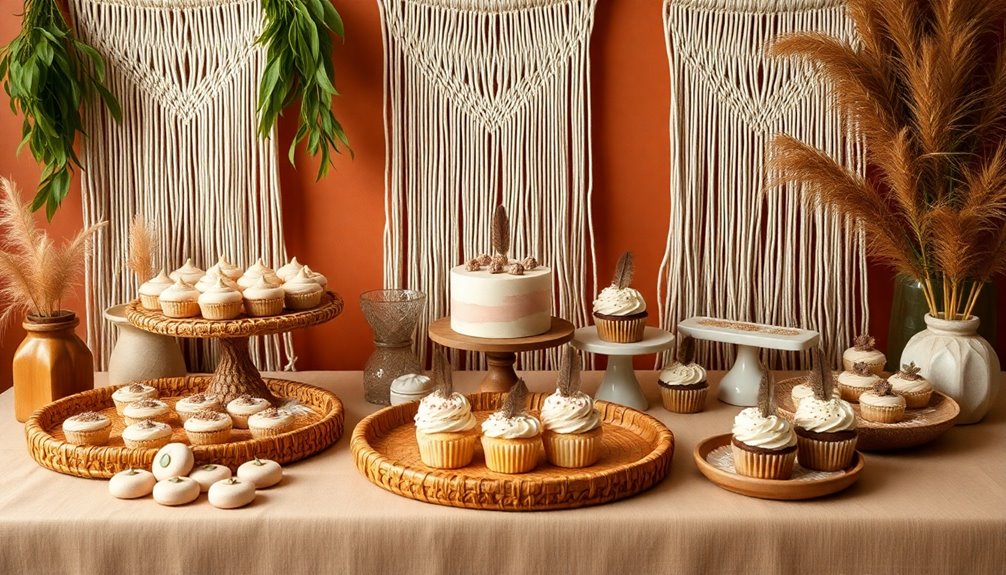 boho elegant dessert display