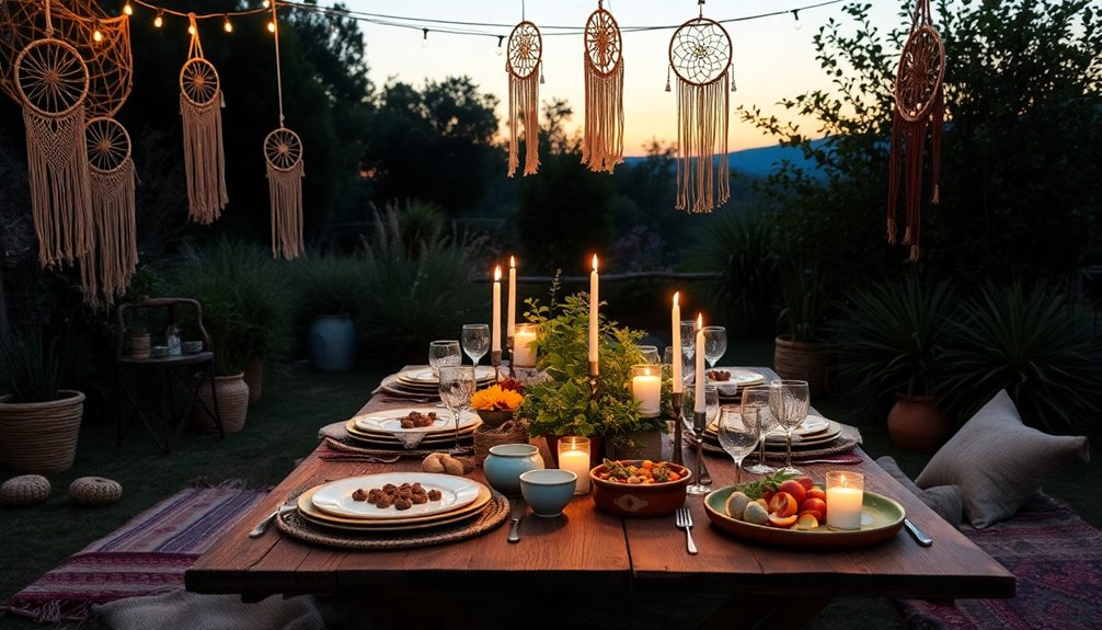 boho outdoor dinner ambiance