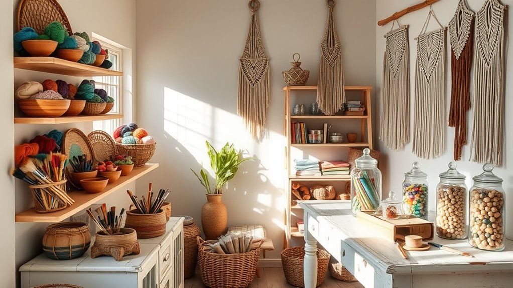 boho style craft organization