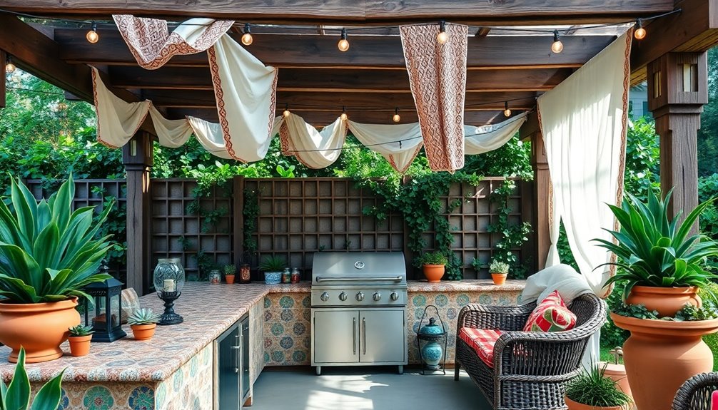 eclectic relaxed outdoor kitchen