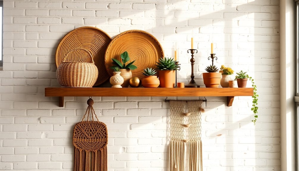 layered boho decor arrangement