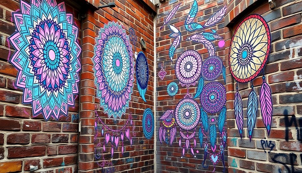 vibrant layered boho murals