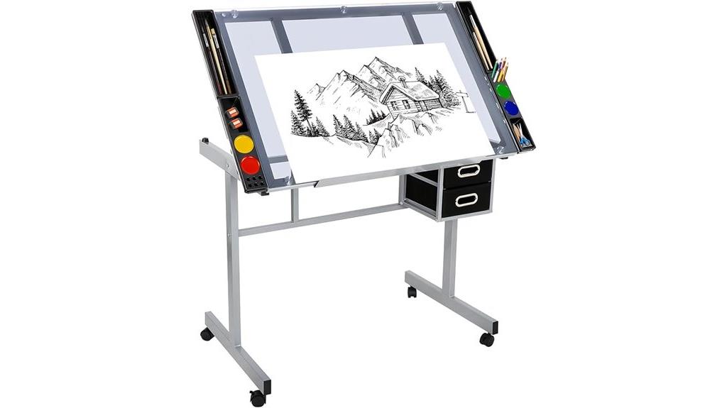 adjustable drafting table with storage