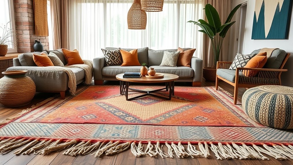 arrange rugs for visual harmony