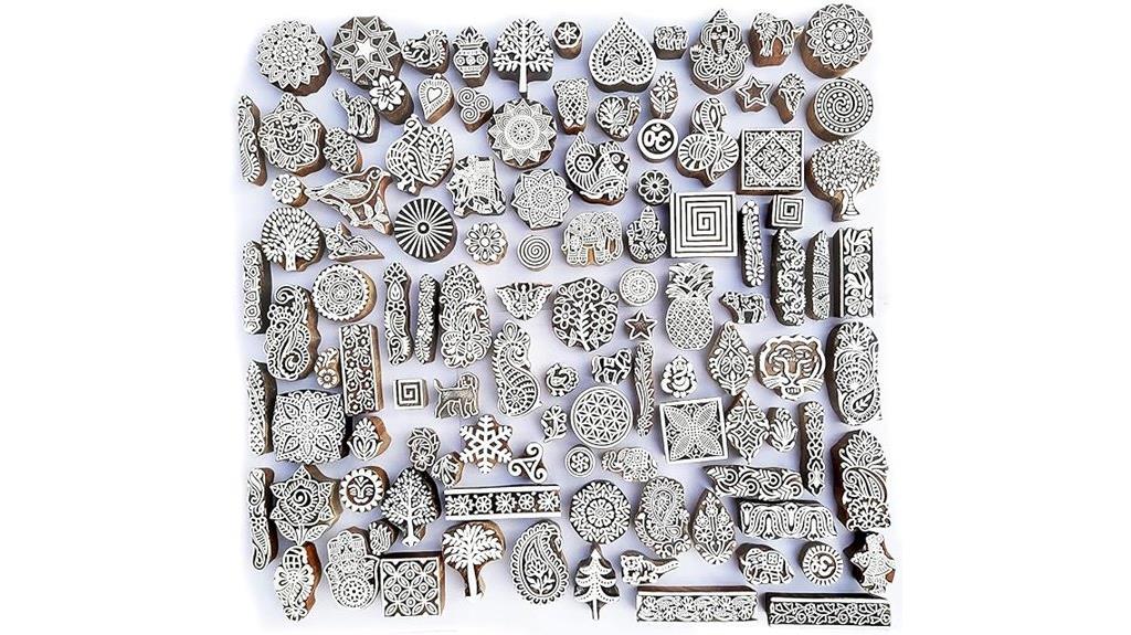assorted wooden printing stamps