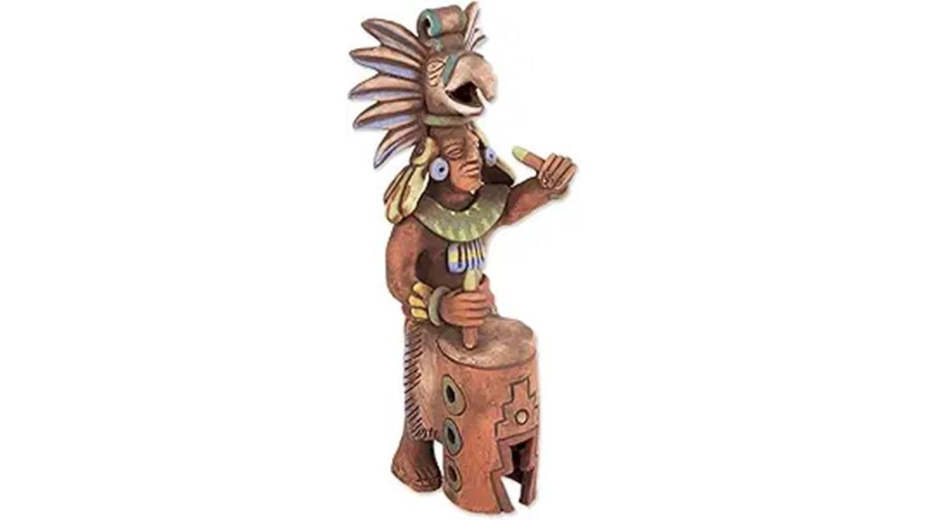 aztec drummer ceramic sculpture
