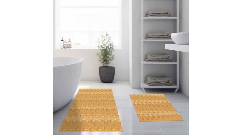 bamboo bath mat set