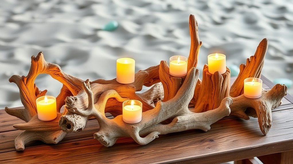 beach inspired driftwood lighting
