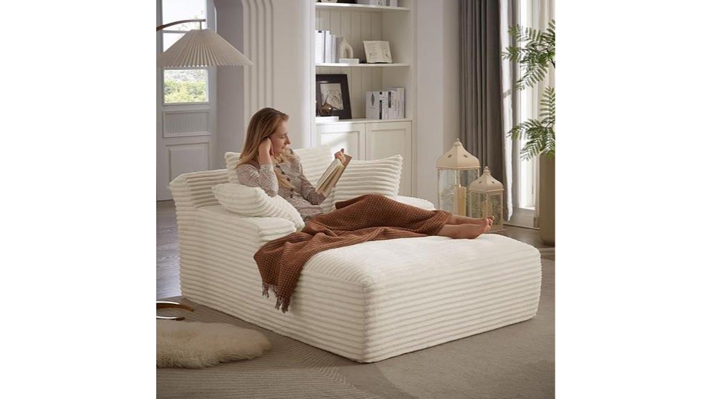 beige 67 inch corduroy lounge