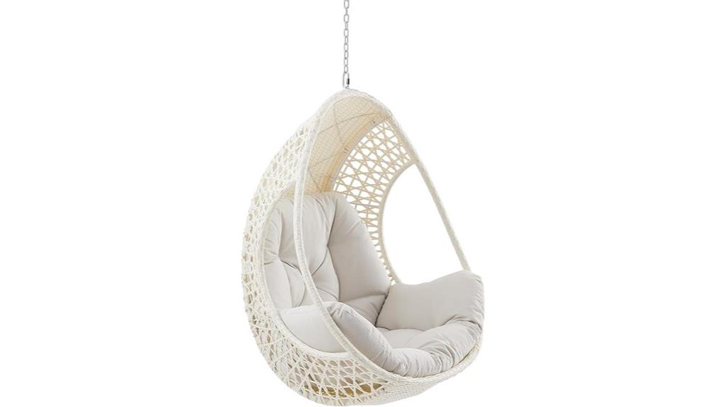 beige cushion hanging egg