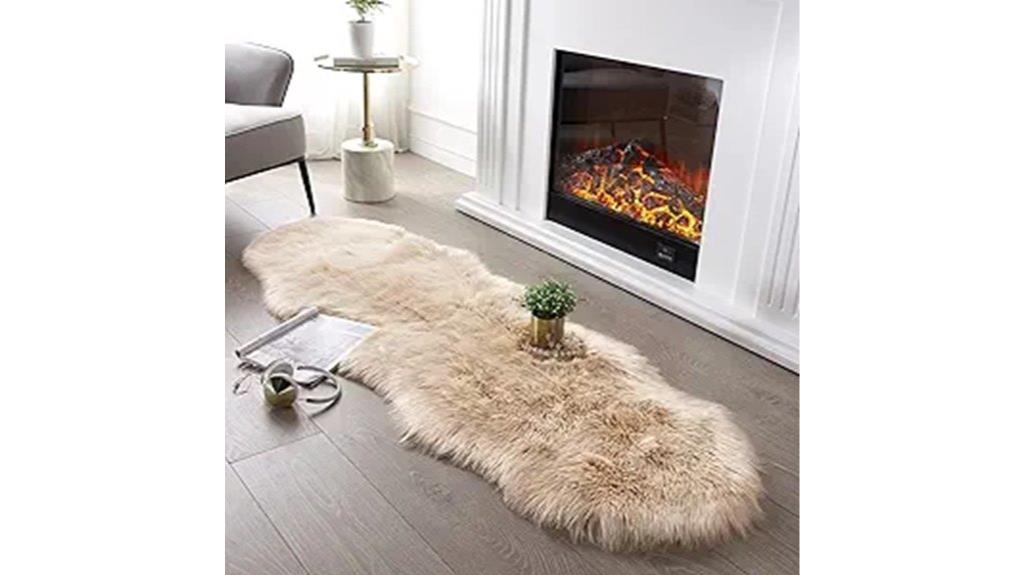 beige faux sheepskin rug