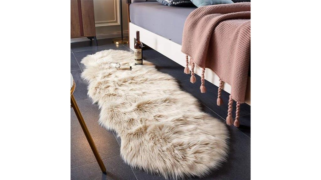 beige fluffy rug set