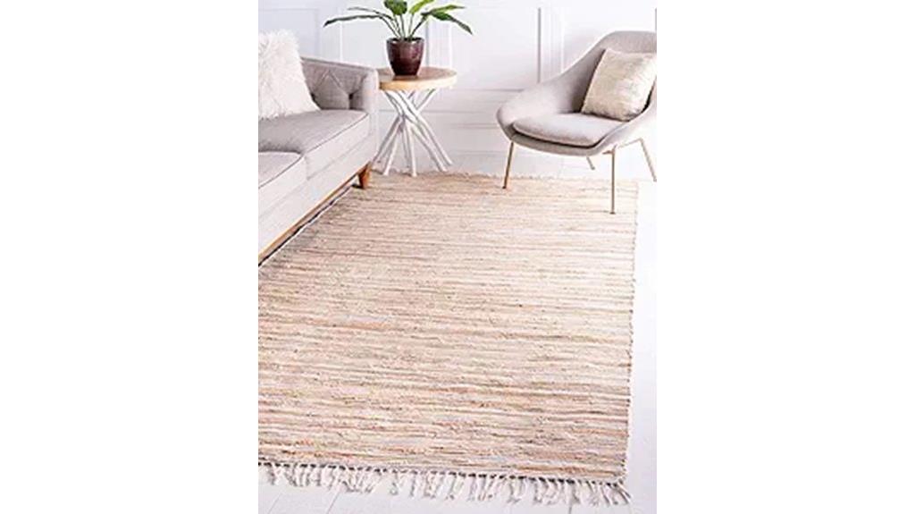 beige ivory cotton rug