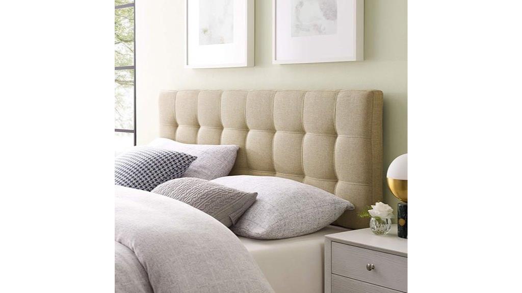 beige linen queen headboard