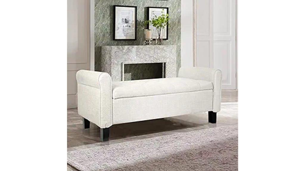 beige storage ottoman bench
