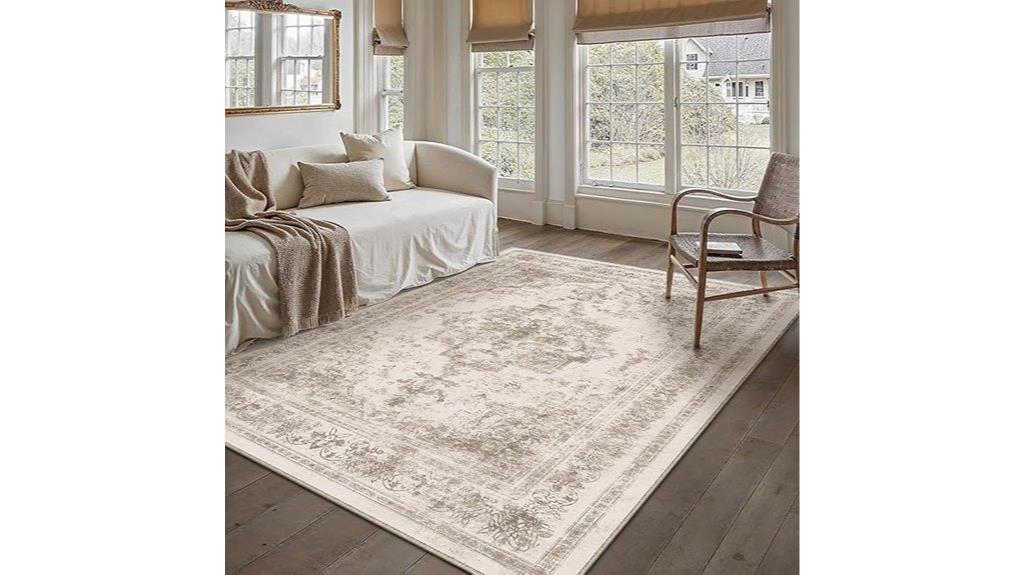 beige washable indoor rug